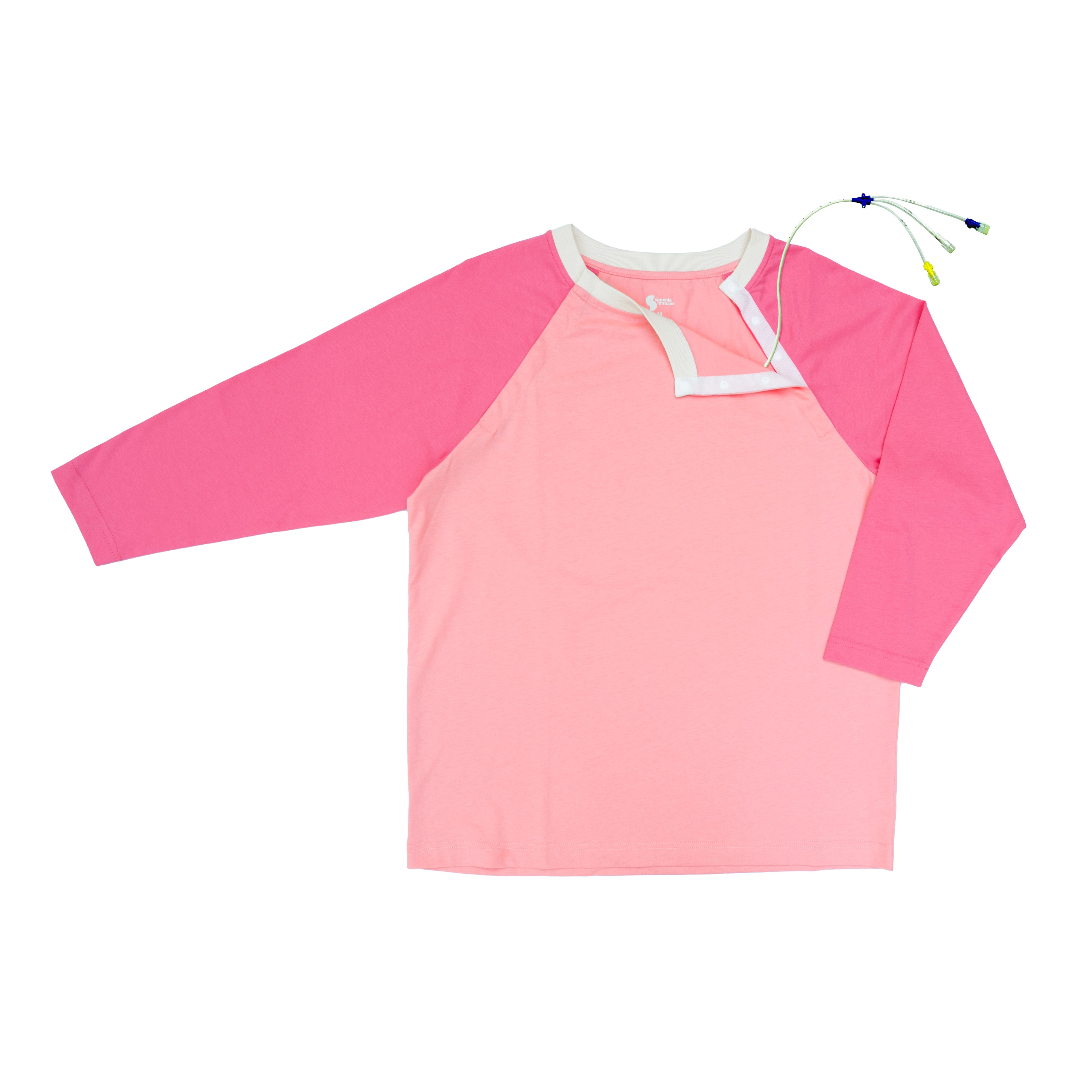 Sunset Colorblock Raglan Chemo Port Access Tee Shirt - Salto Health