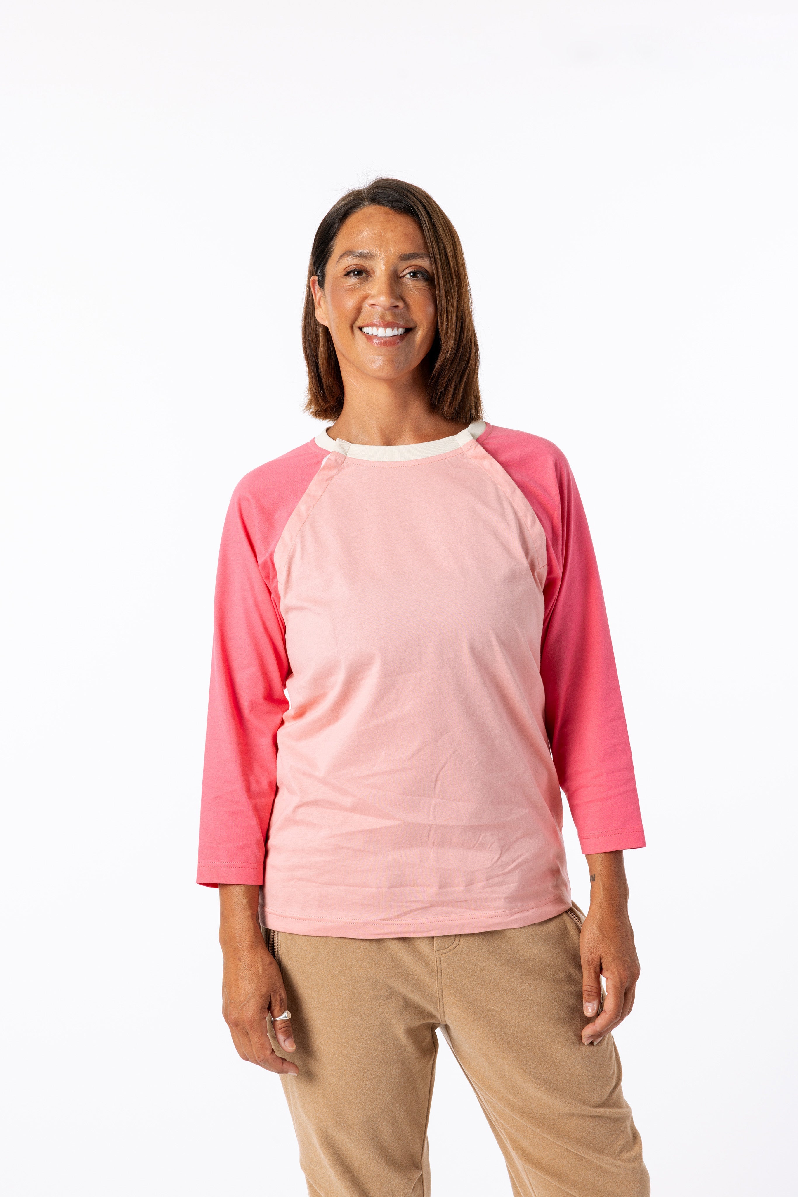 Sunset Colorblock Raglan Chemo Port Access Tee Shirt - Salto Health